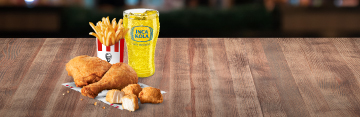 2 Piezas de pollo + 3 nuggets + 1 papa regular + 1 gaseosa regular a S/19.90